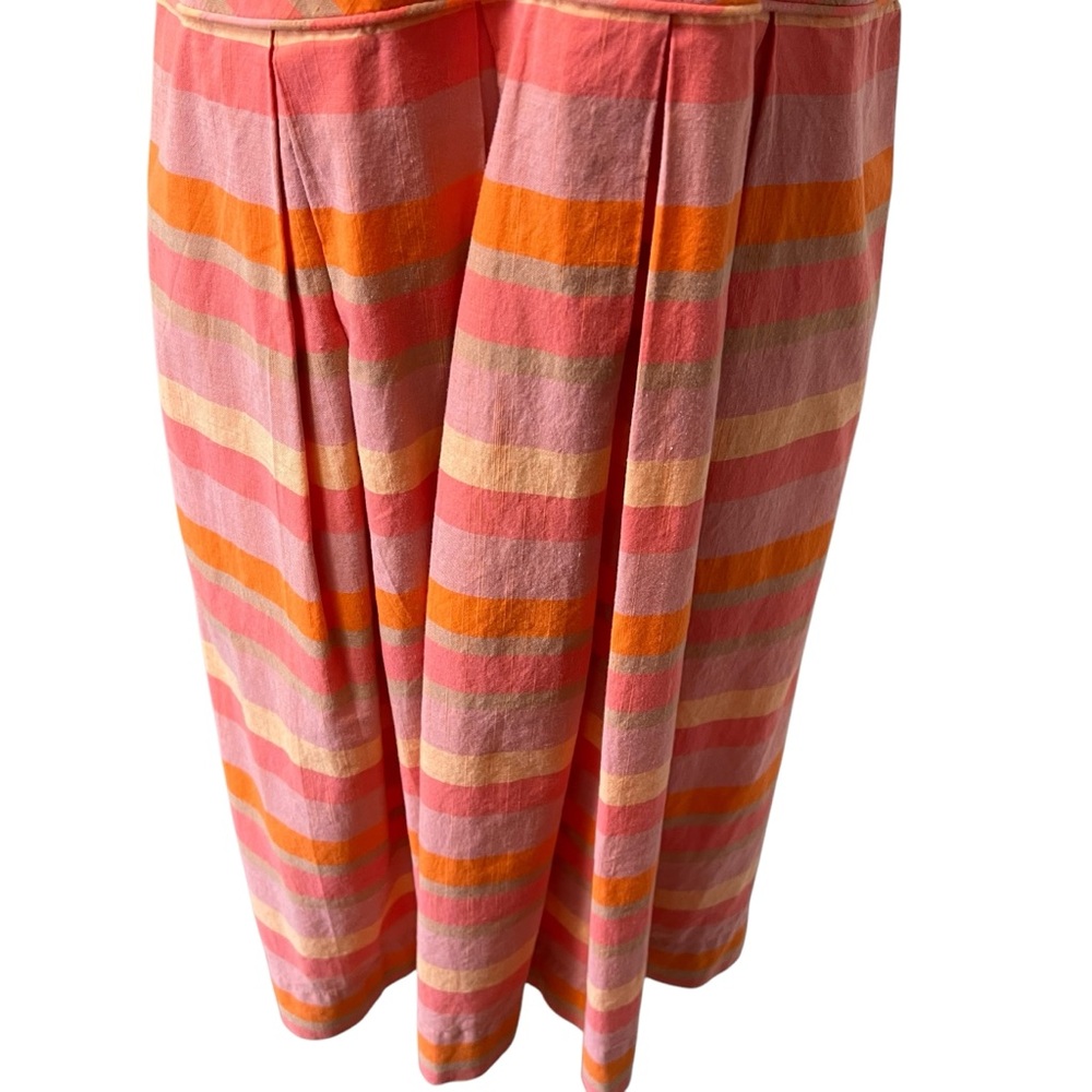 Lands End Striped Fit & Flare Sleeveless Dress Pink & Orange Sundress Size 12 - Picture 14 of 15